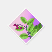 Himbeeren auf einem Zweig Serviette (Ecke)