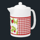 Himbeeren auf Red Gingham<br><div class="desc">Dieses Land/Bauernhaus-Design verfügt über eine Tafel von Aquarellbeeren auf dem Hintergrund roten Gingham</div>