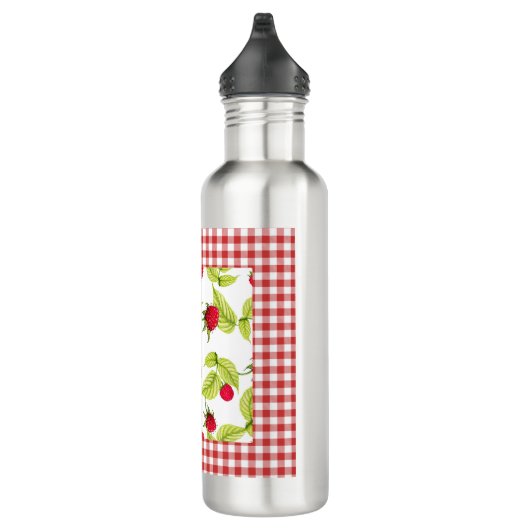 Himbeeren auf Red Gingham Edelstahlflasche (Rechts)