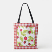 Himbeeren auf Red Gingham Tasche (Rückseite)