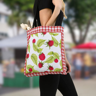 Himbeeren auf Red Gingham Tasche