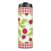 Himbeeren auf Red Gingham Thermosbecher (Vorderseite)