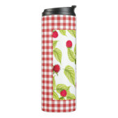 Himbeeren auf rotem Gingham Thermosbecher (Nach links gedreht)