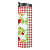 Himbeeren auf rotem Gingham Thermosbecher (Nach rechts gedreht)