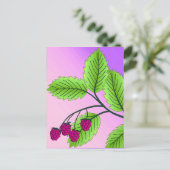 Himbeeren auf Zweig Postkarte (Stehend Vorderseite)