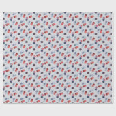 Himbeeren, BlackBerry, Blätter auf hellblau Geschenkpapier (Flach)