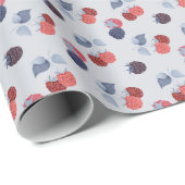 Himbeeren, BlackBerry, Blätter auf hellblau Geschenkpapier (Rolleneckpunkt)