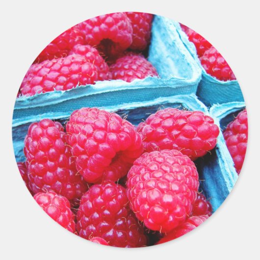 Himbeeren, frisch runder aufkleber (Vorderseite)