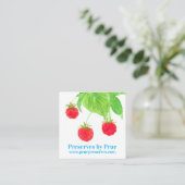 Himbeeren Frische Früchte Wasserfarbe Rot Grün Quadratische Visitenkarte (Stehend Vorderseite)