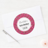 Himbeeren Geburtstagsparty Wasserfarbmuster Runder Aufkleber (Umschlag)