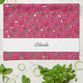 Himbeeren Handbemalte Wasserfarbe Mit Monogramm Geschirrtuch (Gefaltet)