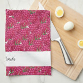 Himbeeren Handbemalte Wasserfarbe Mit Monogramm Geschirrtuch (Viertel Falte)