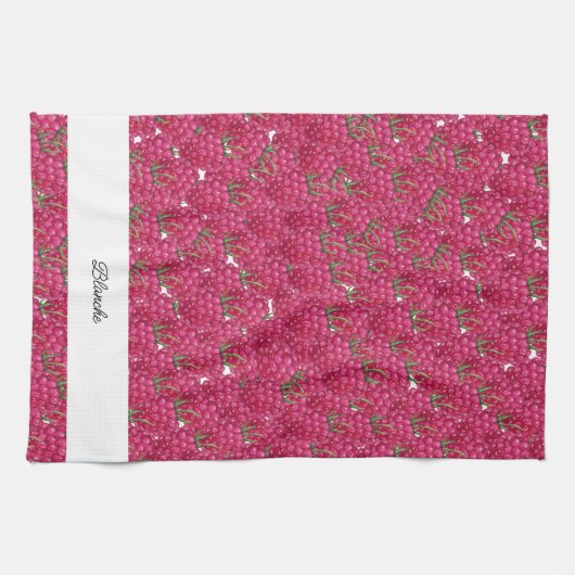 Himbeeren Handbemalte Wasserfarbe Mit Monogramm Geschirrtuch (Horizontal)
