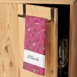 Himbeeren Handbemalte Wasserfarbe Mit Monogramm Geschirrtuch