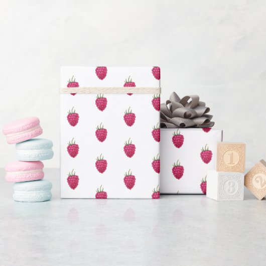 Himbeeren Handbemaltes Wasserfarbmuster Geschenkpapier (Babyparty)