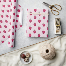 Himbeeren Handbemaltes Wasserfarbmuster Geschenkpapier