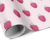 Himbeeren Handbemaltes Wasserfarbmuster Geschenkpapier (Rolleneckpunkt)