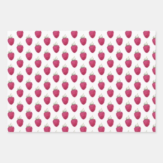 Himbeeren Handbemaltes Wasserfarbmuster Geschenkpapier Set (Vorderseite 2)
