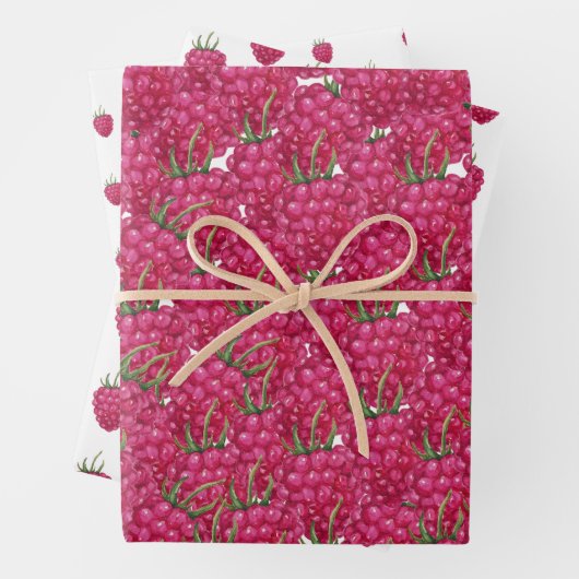 Himbeeren Handbemaltes Wasserfarbmuster Geschenkpapier Set (Beispiel)