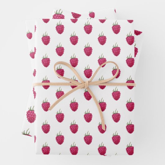 Himbeeren Handbemaltes Wasserfarbmuster Geschenkpapier Set (Beispiel)
