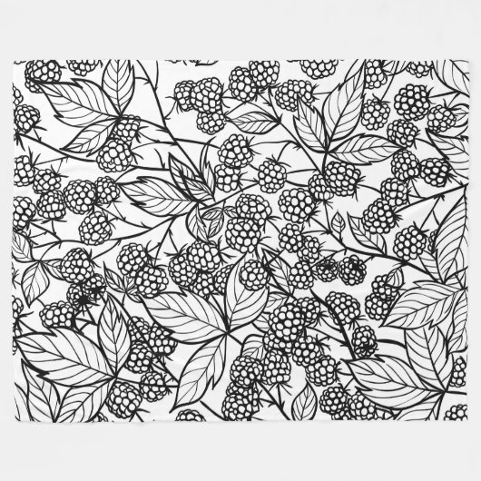 Himbeeren, handgezeichnet fleecedecke (Vorderseite (Horizontal))