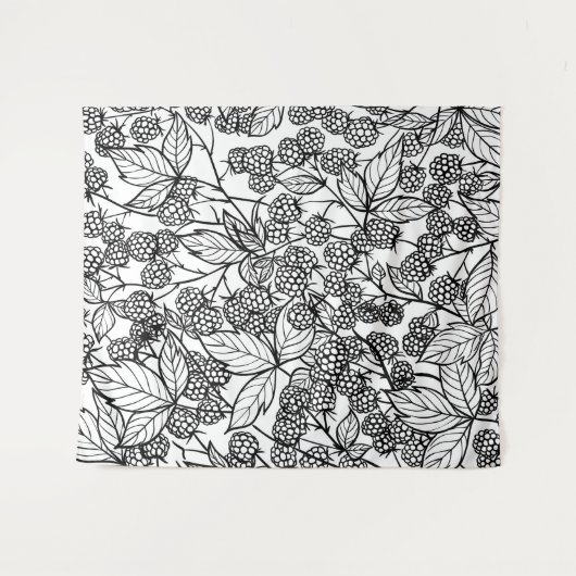 Himbeeren, handgezeichnet wandteppich (Vorderseite (Horizontal))