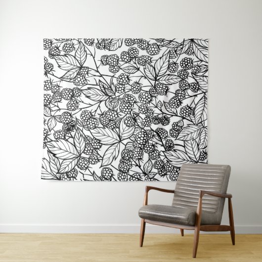 Himbeeren, handgezeichnet wandteppich (Beispiel (Horizontal))