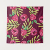 Himbeeren in Aquarellfarbe: rote Fruchtmuster. Wandteppich (Vorderseite (Horizontal))