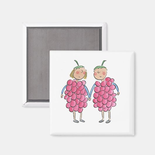 Himbeeren Magnet (Vorderseite/Rückseite)