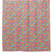 Himbeeren-Mandarinen auf helltürkis blau Duschvorhang (Vorderseite)