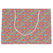 Himbeeren-Mandarinen auf helltürkis blau Große Geschenktüte (Vorderseite)