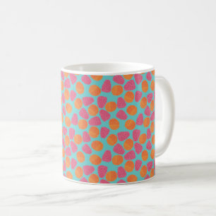 Himbeeren-Mandarinen auf helltürkis blau Kaffeetasse
