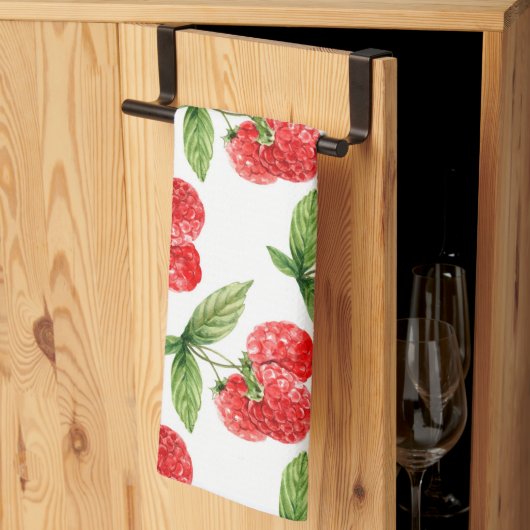 Himbeeren mit Blätter Geschirrtuch (Drittel gefaltet)