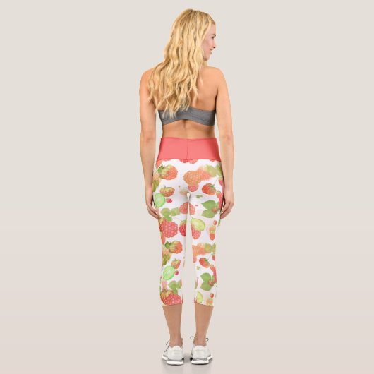 Himbeeren Muster Capri Leggings (Rückseite)