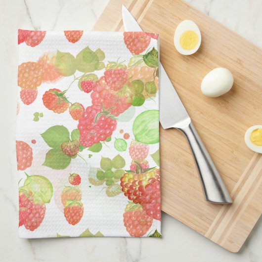 Himbeeren Nahtloses Muster Geschirrtuch (Viertel Falte)