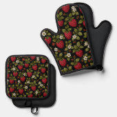 Himbeeren Ofenhandschuh & Topflappen-Set (Vorderseite/Rückseite)
