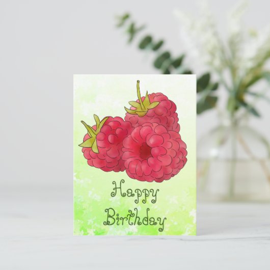 Himbeeren Postkarte (Stehend Vorderseite)