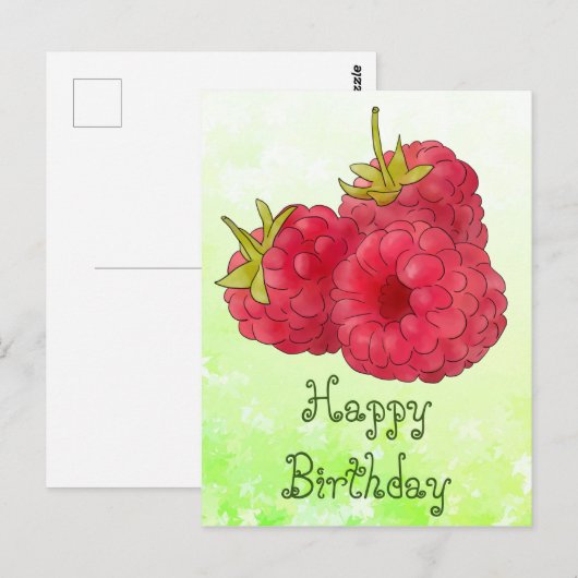 Himbeeren Postkarte (Vorne/Hinten)