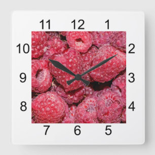 Himbeeren Quadratische Wanduhr
