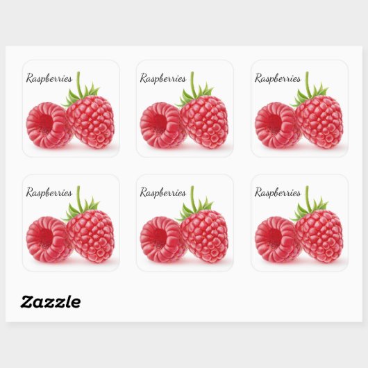 Himbeeren Quadratischer Aufkleber (Blatt)