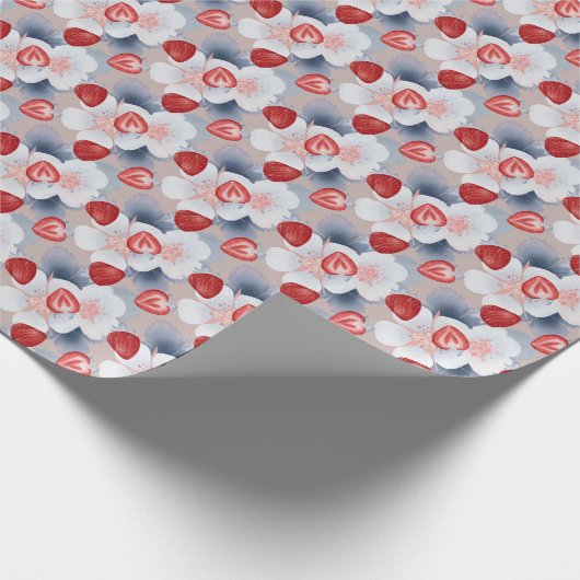 Himbeeren, Rosa und Weiß, Blume Geschenkpapier (Ecke)