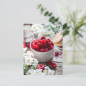 Himbeeren Sommer Foto Postkarte (Stehend Vorderseite)