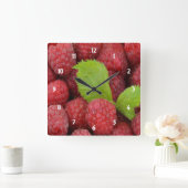 Himbeeren-Uhr Quadratische Wanduhr (Zuhause)