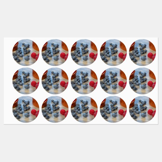 Himbeeren und Blaubeeren Etiketten (Blatt)