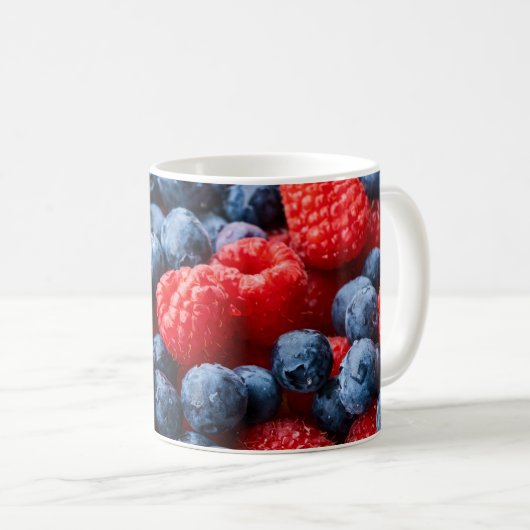 Himbeeren und Blaubeeren Kaffeetasse (VorderseiteRechts)