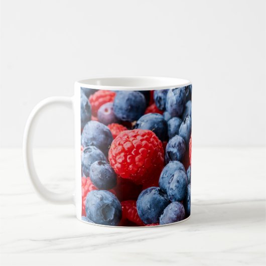 Himbeeren und Blaubeeren Kaffeetasse (Links)