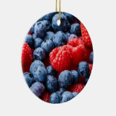 Himbeeren und Blaubeeren Keramik Ornament (Rechts)