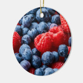 Himbeeren und Blaubeeren Keramik Ornament (Links)