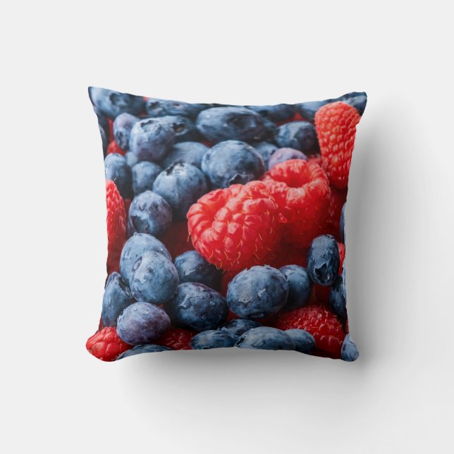 Himbeeren und Blaubeeren Kissen (Vorderseite)