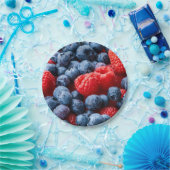 Himbeeren und Blaubeeren Pappteller (Party)